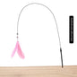 Interactive Cat Feather Teaser Wand with Bell, Extendable Rod, Suction Cup & Replaceable Feather Head