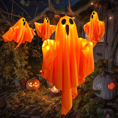 LED Ghost Halloween Hanging Decoration - White or Orange