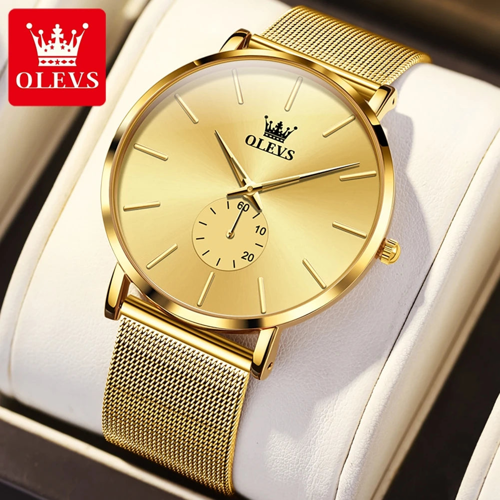 OLEVS 9954 Men’s Ultra-Thin Quartz Watch with Mesh Bracelet