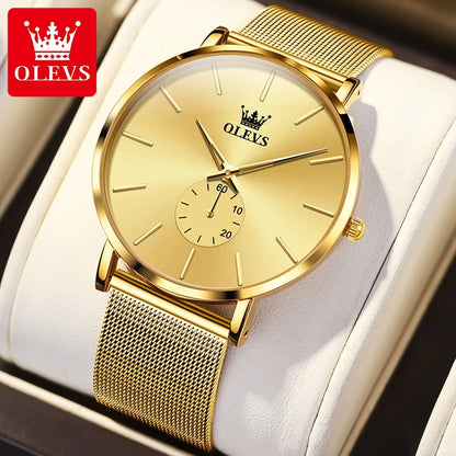 OLEVS 9954 Men’s Ultra-Thin Quartz Watch with Mesh Bracelet