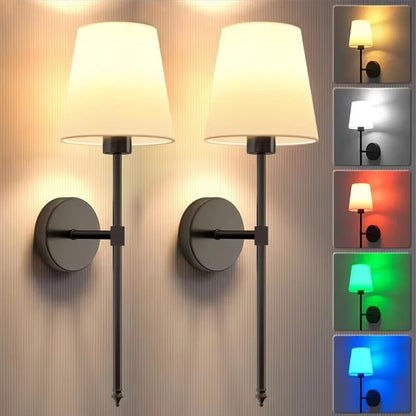 Rechargeable Wireless Wall Lamp with Detachable E27 Bulb — Dimmable LED Remote Control, 10 Color Modes