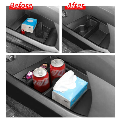 Armrest Storage Box & Cup Holder Organizer - Car Interior Anti-Dirt Pad, Black