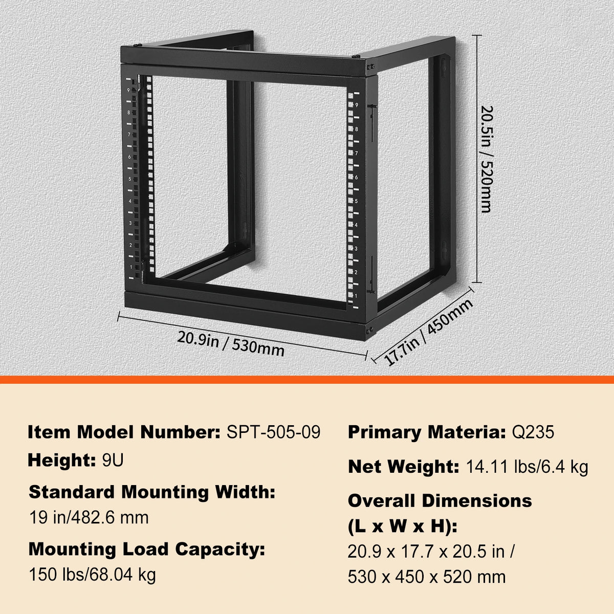SucceBuy 9U Wall-Mount Server Rack for 19-Inch Equipment