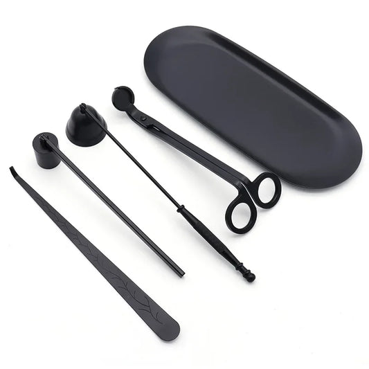 Candle Snuffer & Wick Trimmer — Black, 5 Style Options | Tray, Scissors & Hook Candle Accessories