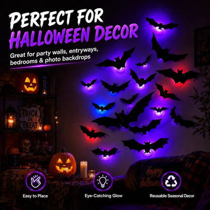 Halloween Bat Wall Light Decorations - 12 to 70 Piece Sets