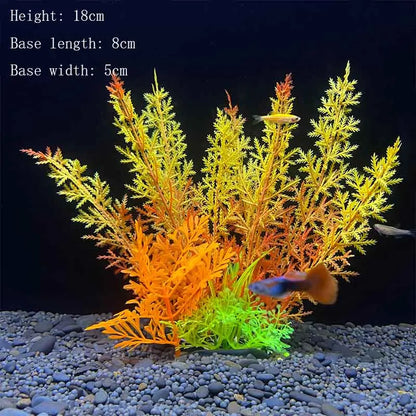Artificial Aquarium Plants – Plastic Underwater Green Shrubs with Resin Base, Fish Tank Decoration