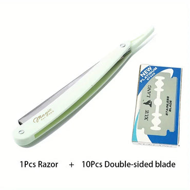 Vintage Manual Shaver for Men – Classic Barbershop Razor with 10 Stainless Steel Blades | Traditional Wet Shaving & Grooming Razor