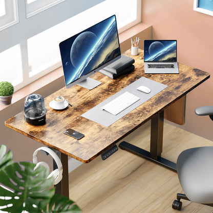 JHK 63" x 24" Electric Standing Desk - 28.35"-46.46" Height, 3 Memory Presets, 154 lbs Capacity, Anti-Collision, EPA/CARB, Oak/Black/White/Rust