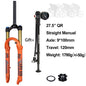 120mm (4.7in) Travel Mountain Bike Air Fork 27.5/29 in, 32mm (1.26in) Stanchion Magnesium Alloy Suspension - Orange
