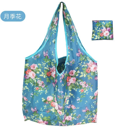 Foldable Reusable Grocery Tote Bag, Lemon Print Eco-Friendly Travel & Beach Pouch