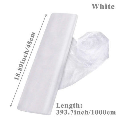 White Wedding Decoration Tulle Roll Crystal Organza Sheer Fabric For Wedding Birthday Party Backdrop Weeding Chair Sashes Decor