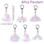 6pcs Rainbow Unicorn Acrylic Keychain Pendant Unicorn Birthday Party Decoration Kids Gifts Baby Shower Wedding Party Favors