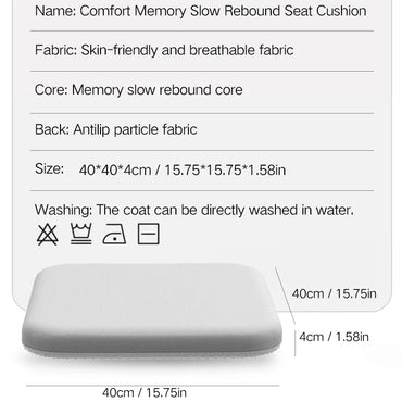 Ergonomic Memory Foam Seat Cushion for Office Chair, Car, Wheelchair & Sofa