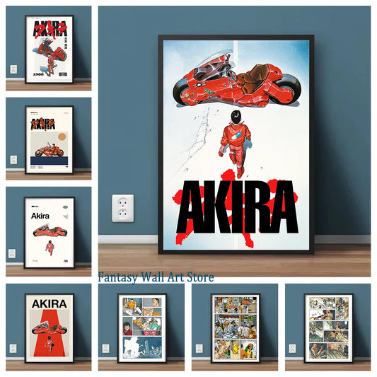 Poster Manga Seite Akira 80er Jahre Wanddeko Vintage Comic Manga Japanische Animation Wanddeko Akira Comics Buch Leinwand Gemälde Geschenk