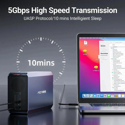Dual-Bay 3.5/2.5 Inch HDD/SSD Enclosure 48TB RAID External Hard Drive USB-C (SATA, 5Gbps)