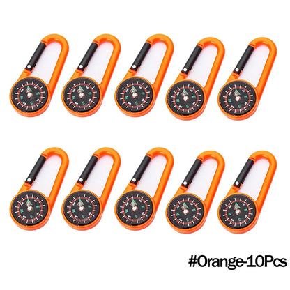 Mini Compass Carabiner Keychain — Camping & Hiking Backpack Buckle Survival Tool