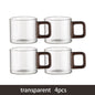 2/4/6-Pack Heat-Resistant Borosilicate Glass Tea & Espresso Cups with Walnut Handle, 120 ml (4 fl oz)