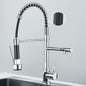 Pull-Down Spring Kitchen Faucet Single Lever Mixer Retractable Dual Spout Hot & Cold Stainless Steel