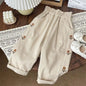 Girls Floral Embroidered Cotton Harem Pants 2-6T Elastic Waist Casual Autumn Trousers