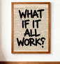 Newspaper Poster - What If It All Works Out - Positive Quote Canvas Wall Art, Affirming Minimalist Prints, Neutral Dorm Room Bed