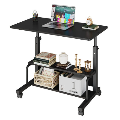 JHK 31.5" Mobile Standing Desk for Treadmill - 27.95"-43.70" Height Adjustable, Locking Wheels, 88 lbs, Pin-Lock, Chocolate/White/Black