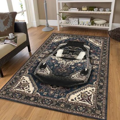 3D Optical Illusion Persian Style Carpet Mat Rug Car Embedded Pattern Home Decoration Floor Rugs for Living Room Bedroom Hallway