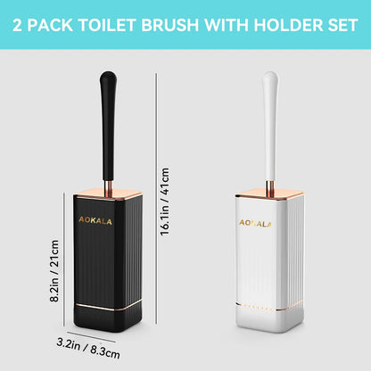 Silicone Toilet Brush Set – Long Handle Deep Cleaning Bathroom