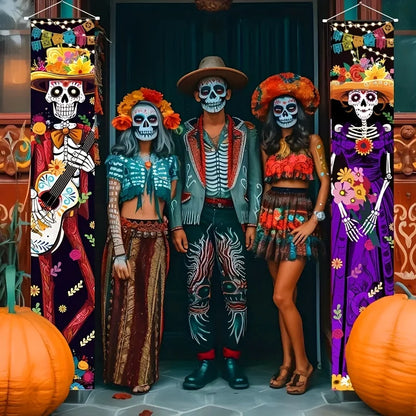2D Halloween Skull Door Decoration, 180 x 30 cm
