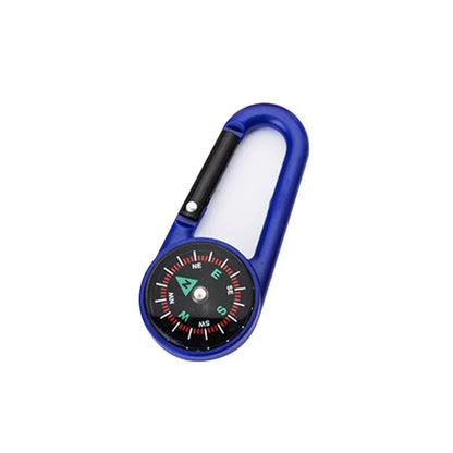 Mini Compass Carabiner Keychain — Camping & Hiking Backpack Buckle Survival Tool
