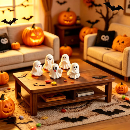 Five-Piece Halloween Ghost Figurine Set for Tabletop Decor