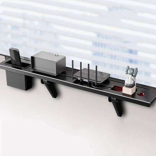 Adjustable TV Screen Top Shelf Computer Monitor Desktop Organizer Storage Rack TV Media Box, Router Shelf with 2 Storage Boxes