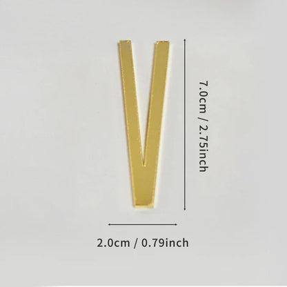 Golden Self Adhesive House Number Metal English Alphabet Letters for Apartment Room Door Plate Table Mailbox Number Stickers 7cm