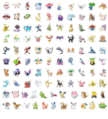 200PCS/Set Kawaii Pikachu Pokemon Stickers for Laptop Phone Suitcase Skateboard Guitar Cute Cartoon Stickers Kid Gift Toys
