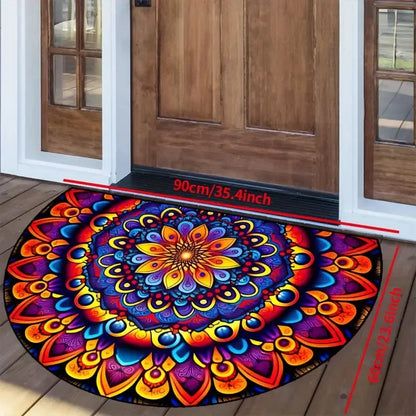 VIKAMA Bohemian Semi-Circular Carpet, Indoor And Outdoor Entrance Mat, Bathroom Door Mat, Soft And Anti-Slip Home Decoration.
