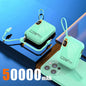 120W 50000mAh Portable Power Bank - Built-in Cables, LED Display & Flashlight, Two-Way Fast Charging for iPhone Samsung