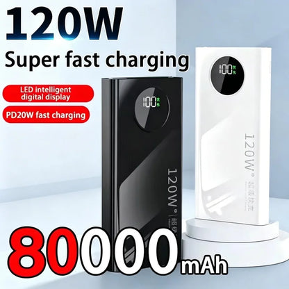 500000mAh Power Bank 120W Super Fast Charging PD20W Dual Way Digital Display Airplane Safe CCC For iPhone Samsung Xiaomi