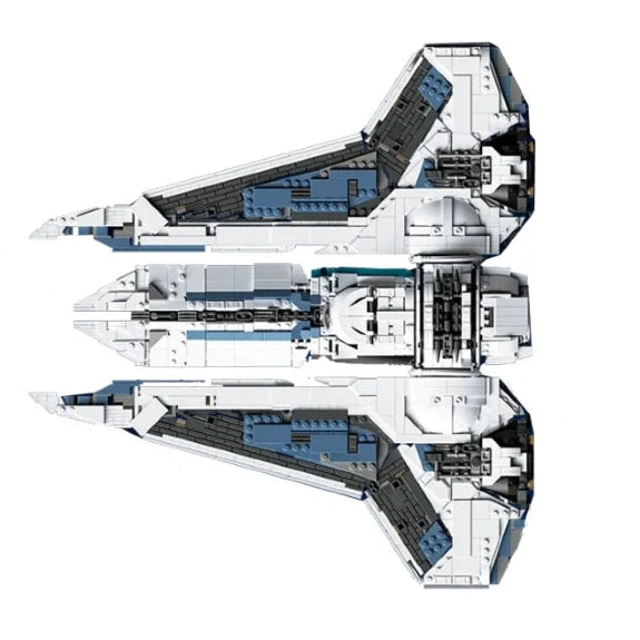 A white and gray model spaceship or spacecraft shown from above on a white background, with an orange and blue banner at the bottom reading 'SHIP FROM USA 3-7 Days'.