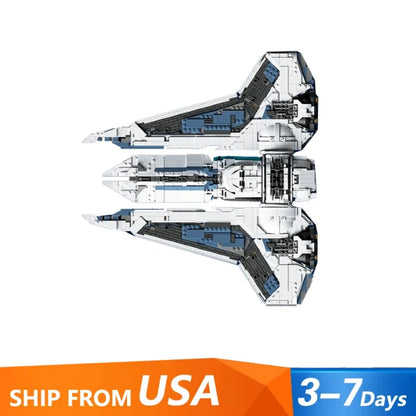 A white and gray model spaceship or spacecraft shown from above on a white background, with an orange and blue banner at the bottom reading 'SHIP FROM USA 3-7 Days'.