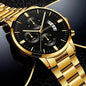 Men's Stainless Steel Quartz Wrist Watch with Calendar – 41mm Round Business Dress Watch