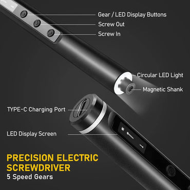 5-Speed Precision Electric Screwdriver Set — Rechargeable 3.7V 42-Bit DIY Phone Repair Kit (Up to 3.5 N·m)