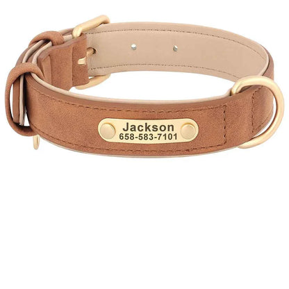 Personalized PU Leather Dog Collar with Custom Engraved ID Tag