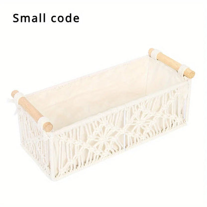 Hand Woven Storage Basket, Grid Designed Desktop Sorting Basket, Miscellaneous Storage Basket, Dirty Clothes Basket