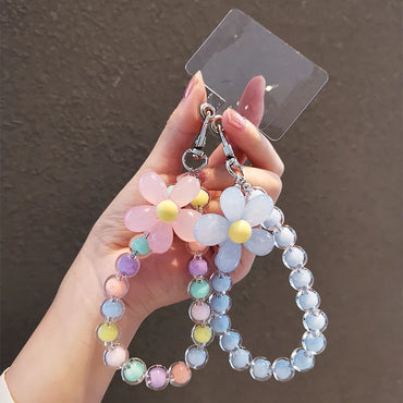 Colorful Macaron Bead Phone Lanyard Wrist Strap - Anti-Lost Short Handheld Mobile Chain for Women