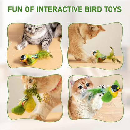 Interactive Feather Bird Cat Toy — Wall-Hanging Sounding Cat Teaser with Catnip