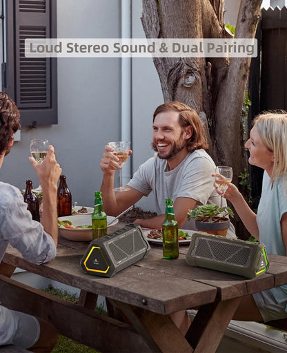 Portable 40W Bluetooth 5.3 Speaker IP67 Waterproof Stereo TWS Micro SD RGB Lights USB-C