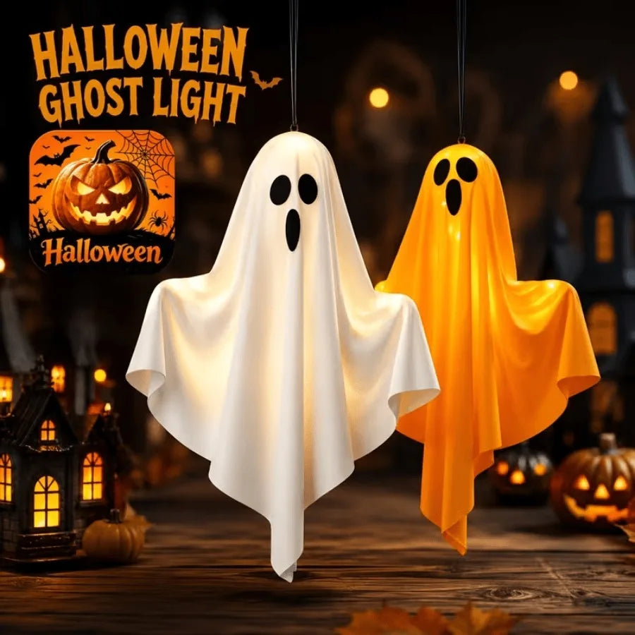 Halloween LED Ghost Lights - Warm White Battery Decorations