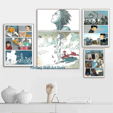 Poster Manga Seite Akira 80er Jahre Wanddeko Vintage Comic Manga Japanische Animation Wanddeko Akira Comics Buch Leinwand Gemälde Geschenk
