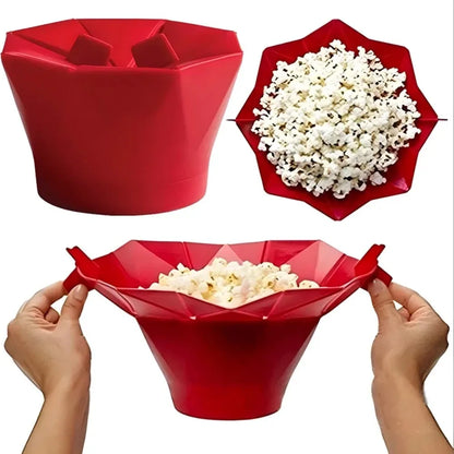 Foldable Silicone Microwave Popcorn Bowl – Heat-Resistant, Dishwasher Safe DIY Popcorn Maker