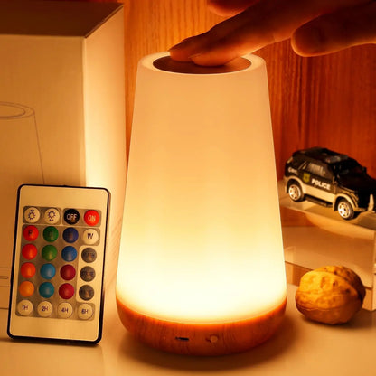 13-Color RGB Touch Night Light - Remote Dimmable USB Rechargeable Bedside & Table Lamp