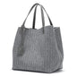 CHCH Large Capacity Black Knitted Tote Bag – Simple Shopping Handbag